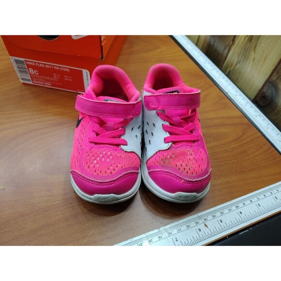 Nike Flex RN 904251-600 Pink Hook & Loop Toddlers Running Sneakers Girls US 8c - Picture 3 of 7